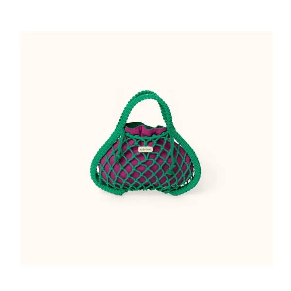 STUDIO NOOS - MACRAME MINI HAND BAG | síťka Green síťka &amp; vnitřní taška Purple Green