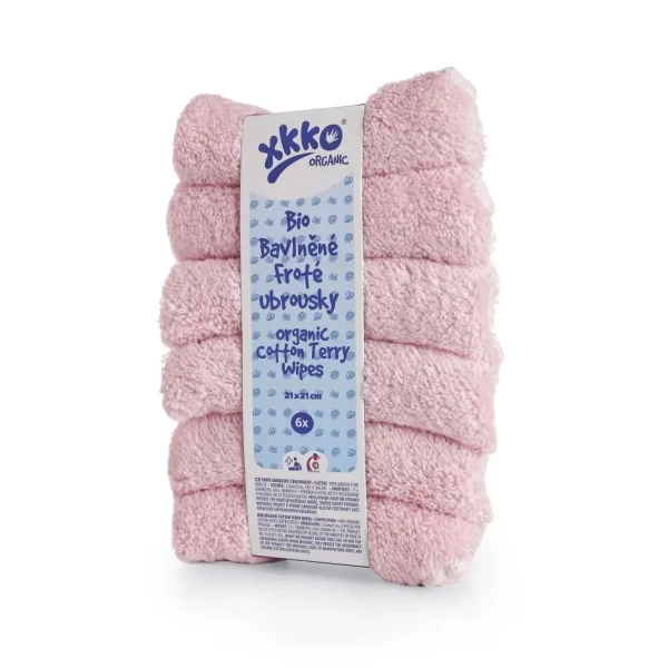 XKKO Organic BIO bavlnené obrúsky 21x21 - Baby Pink