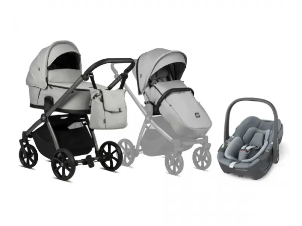 Tutis Kočík Mio Plus 2v1 Pearl + Maxi-Cosi Pebble 360 autosedačka Essential Grey