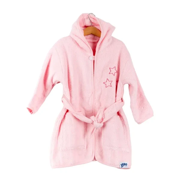 XKKO BIO Bavlnený župan Organic - Baby Pink Stars 12-24m