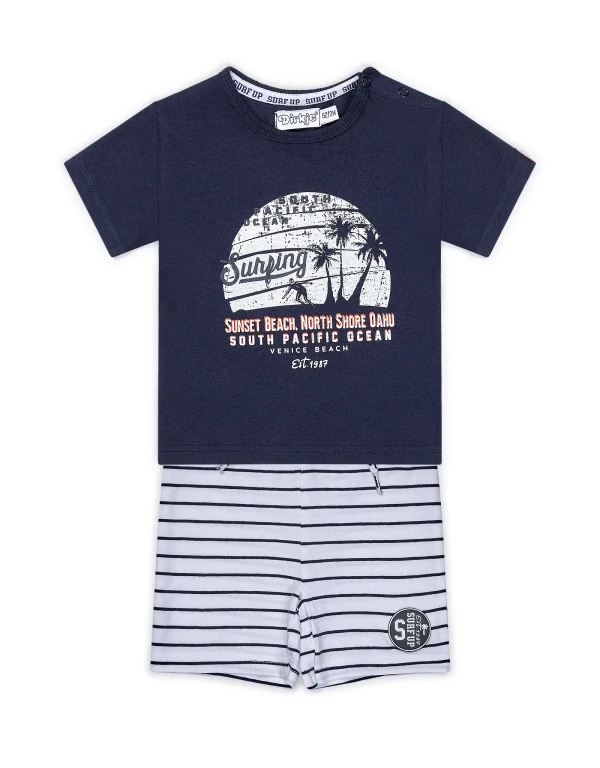 DIRKJE Set 2dielny kr. nohavice 74 Navy+White+Stripe