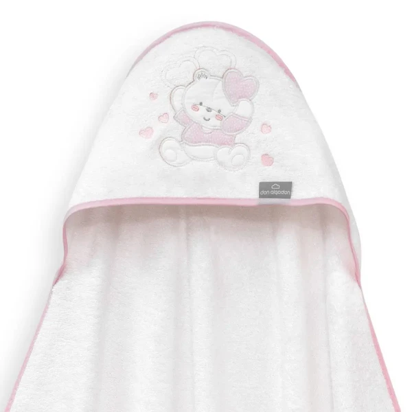 INTERBABY Osuška MACKO SO SRDIEČKAMI - BIELO/RUŽOVÁ