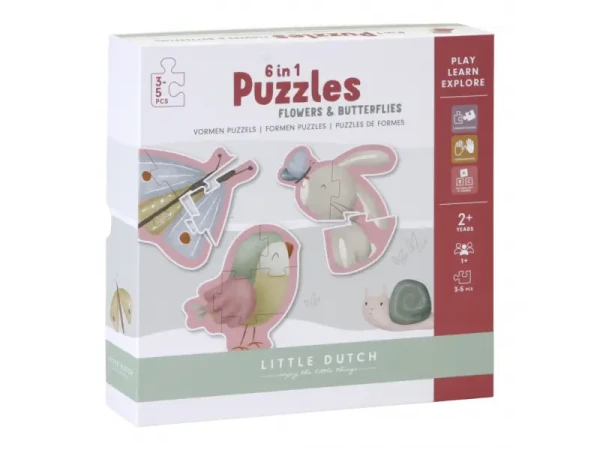 Little Dutch Puzzle 6v1 Kvety a motýle