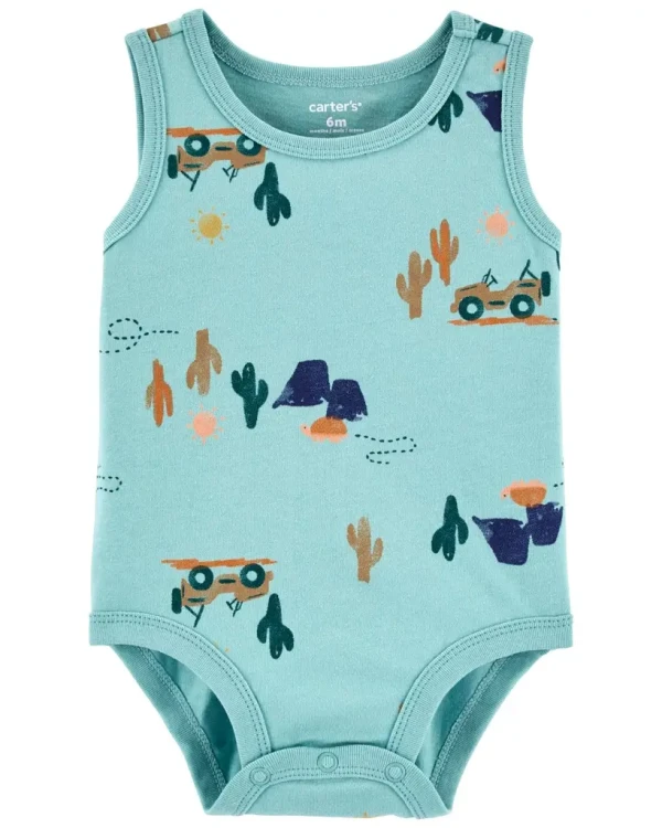 CARTER'S Body bez rukávov Blue Jeep chlapec 18m