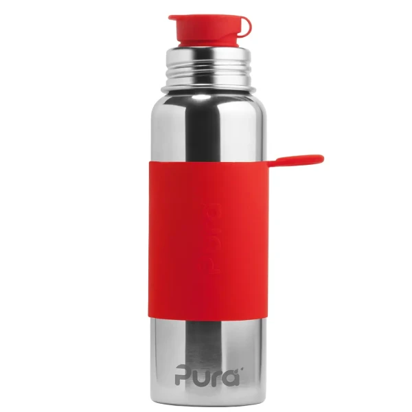 Pura® nerezová fľaša so športovým uzáverom 850ml červená