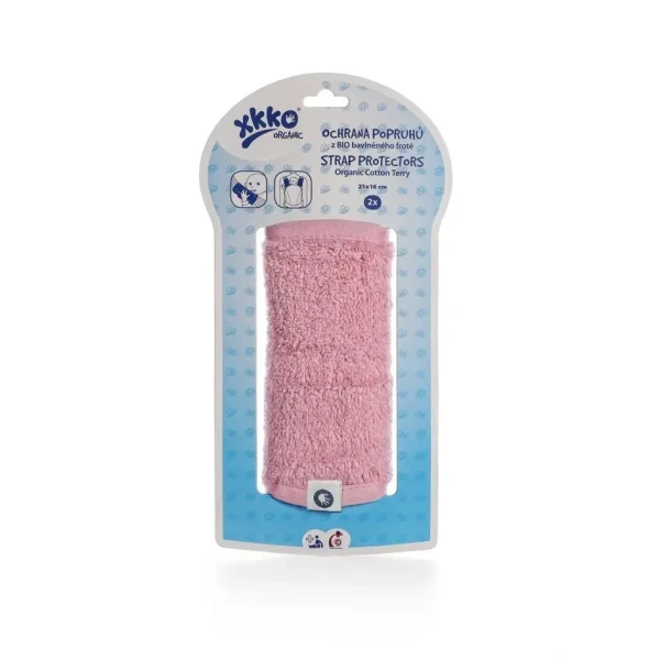 XKKO Organic Ochrana popruhov nosidla alebo autosedačky – Baby Pink