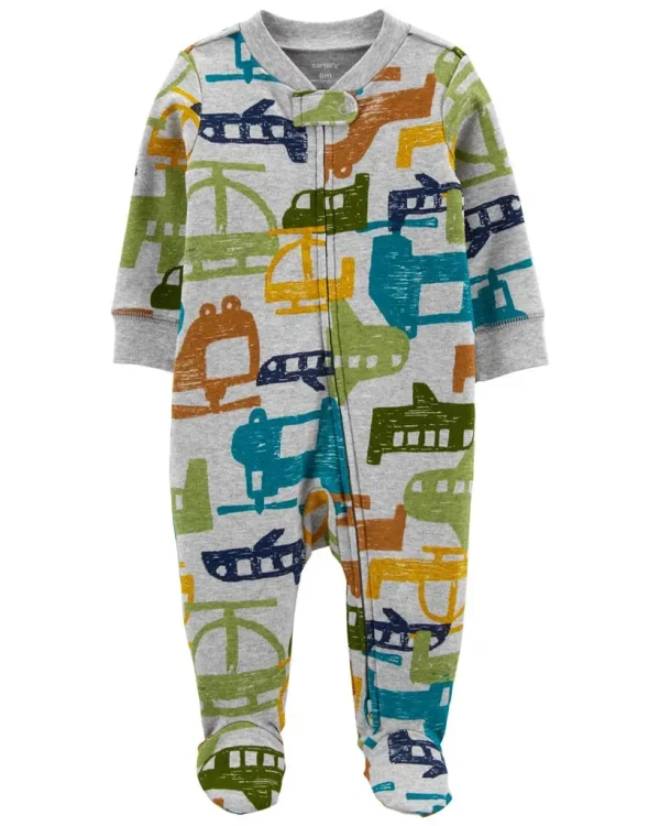 CARTER'S Overal na zips Sleep&Play Grey Cars chlapec NB