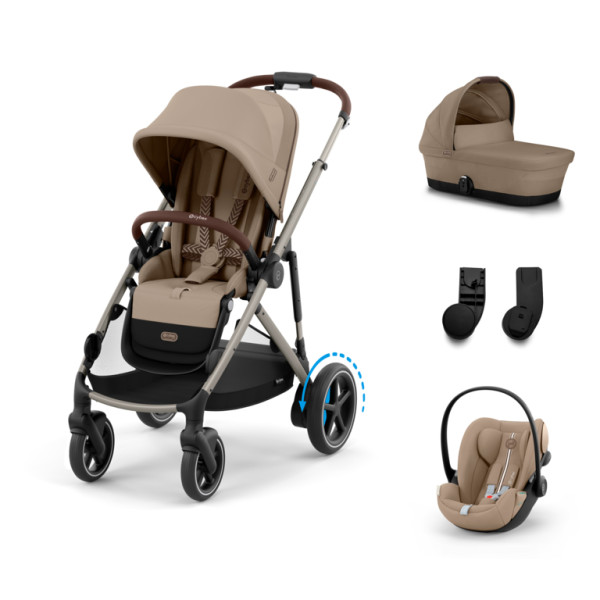 Cybex E-Gazelle S Kombinovaný kočík SET S -  Almond Beige - Taupe Rám