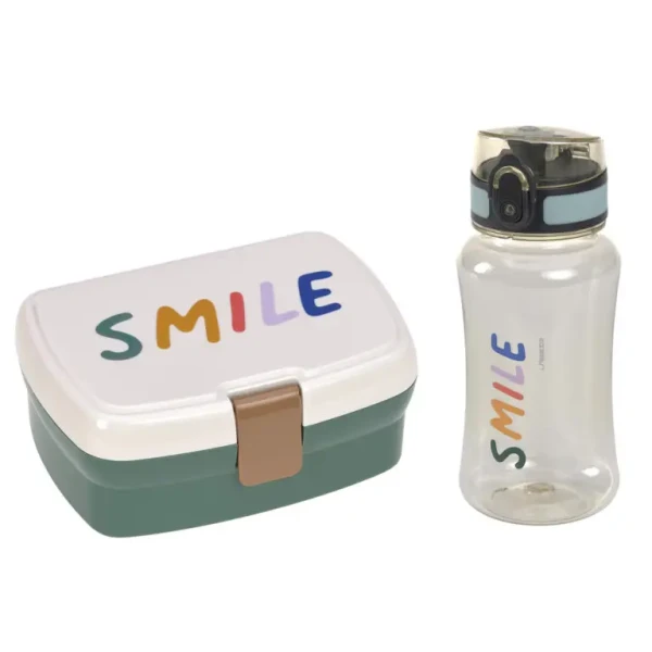 Lässig desiatový box a fľaša Lunch Set Little Gang Smile milky/ocean green