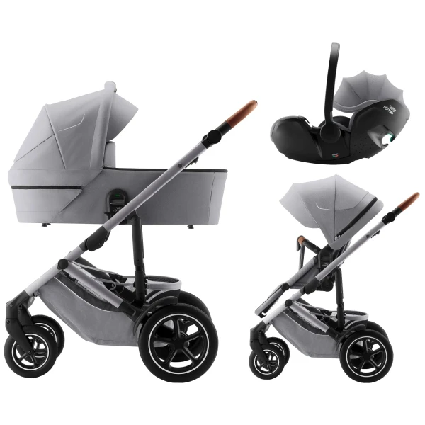 BRITAX Set Kočík Smile 5Z + hlboká vanička + autosedačka PRO, Frost Grey