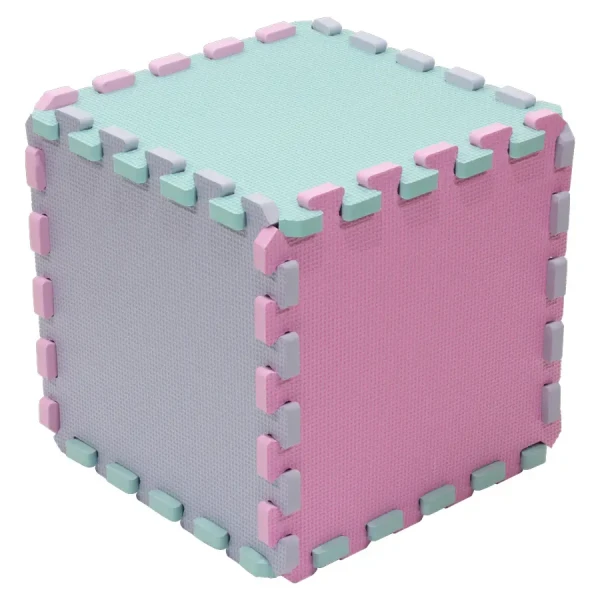 Rialto Baby Penová puzzle kocka - Silver, Green, Pink