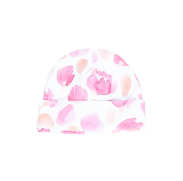 ENIE BABY Čiapka detská s ohybom Pink Leaves dievča 3-6m