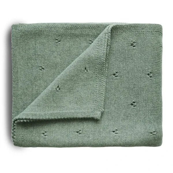 Mushie pletená detská deka z organickej bavlny | dierkovaná Sage