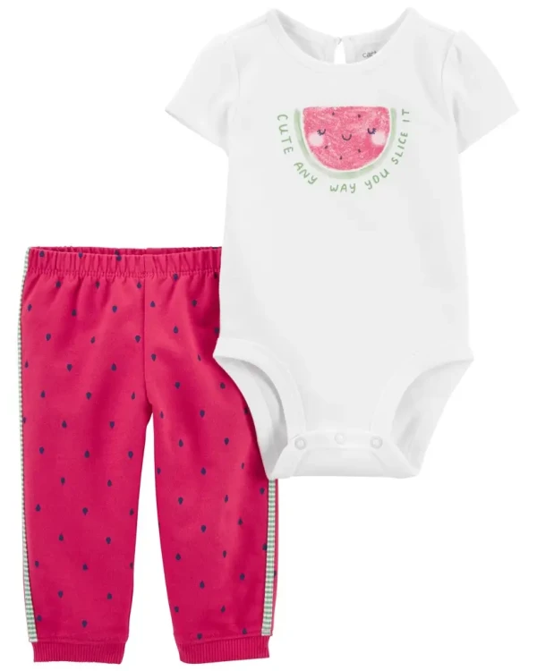 CARTER'S Set 2dielny tepláky, body kr. rukáv Pink Watermelon dievča NB/ veľ. 56