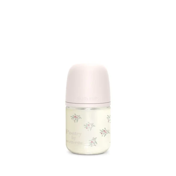 SUAVINEX Fľaša sklo POETRY 120 ml fyziologická SX PRO +0 SF - ružová