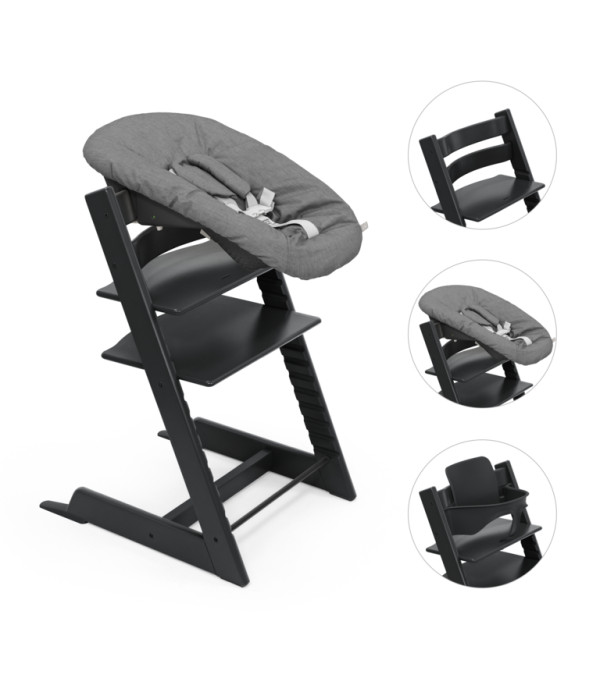 Stokke Tripp Trapp Bundle Židlička + baby set + novorozenecká sada Black