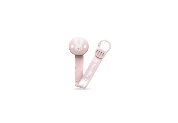 SUAVINEX  PREMIUM Klip na cumlík so stuhou HYGGE - RUŽOVÁ