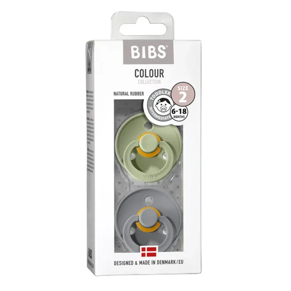 BIBS Colour cumlíky z prírodného kaučuku 2ks - veľkosť 2 | Sage / Cloud