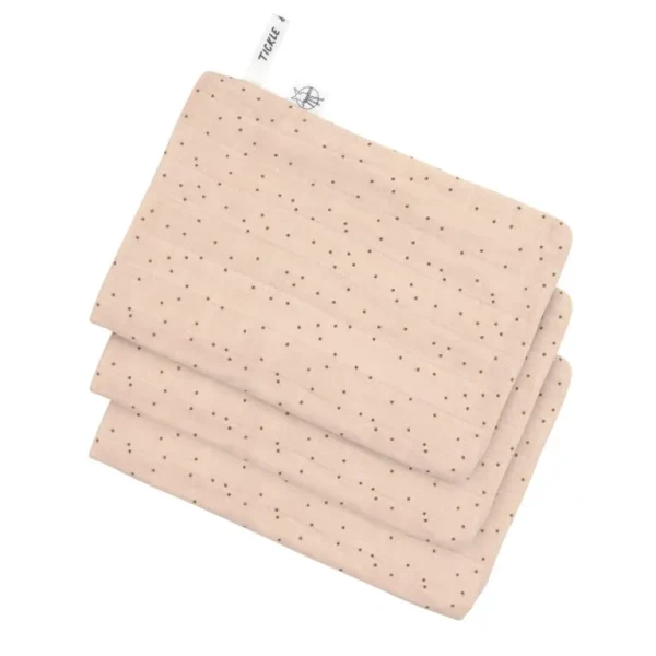 Lässig umývacie rukavice Muslin Wash Glove Set 3 ks dots peach rose