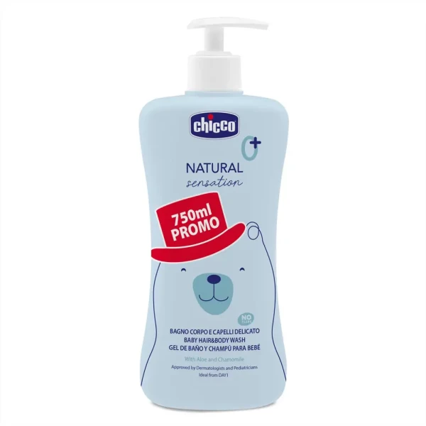 CHICCO Šampón na vlasy a telo Natural Sensation s aloe a kamilkou 750 ml, 0m+