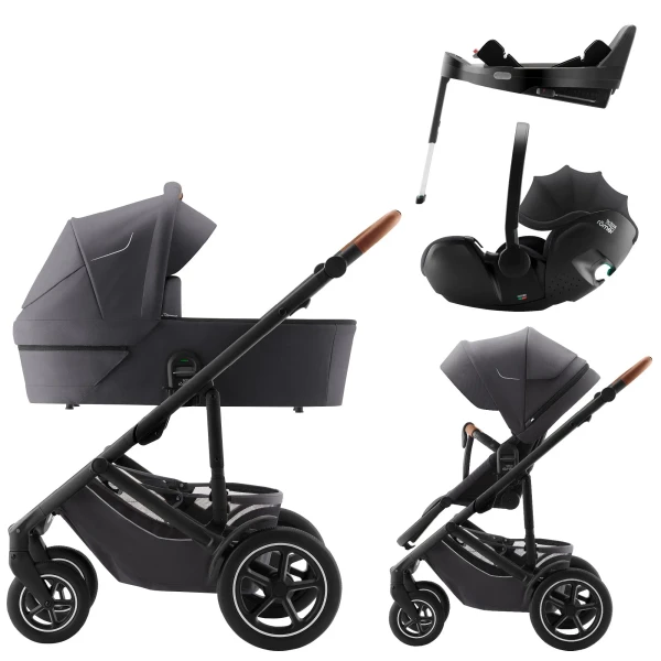 BRITAX Set Kočík Smile 5Z + hlboká vanička + autosedačka Baby-Safe PRO + Vário Base 5Z, Midnight Grey