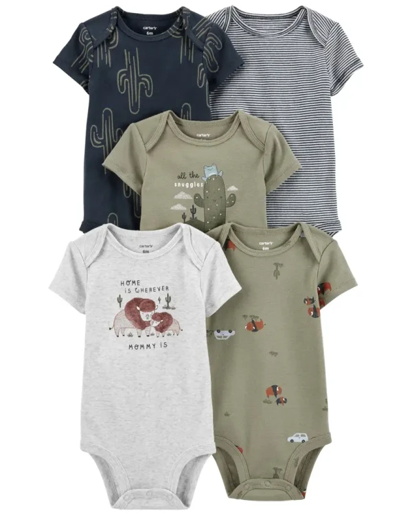 CARTER'S Body krátky rukáv Cactus & Buffalo chlapec 5ks 6m