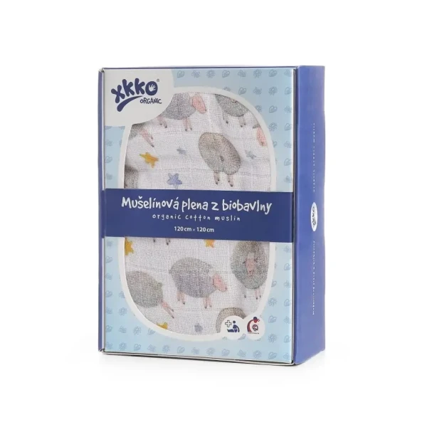 XKKO Organic Biobavlnená plienka 120x120 - Dreamy Sheeps