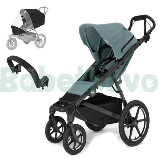 THULE Urban Glide 4-kolesový - SET s pláštenkou a madlom Mid Blue