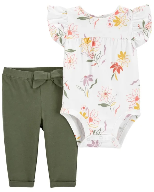 CARTER'S Set 2dielny body kr. rukáv, legíny Ivory Floral dievča 12m