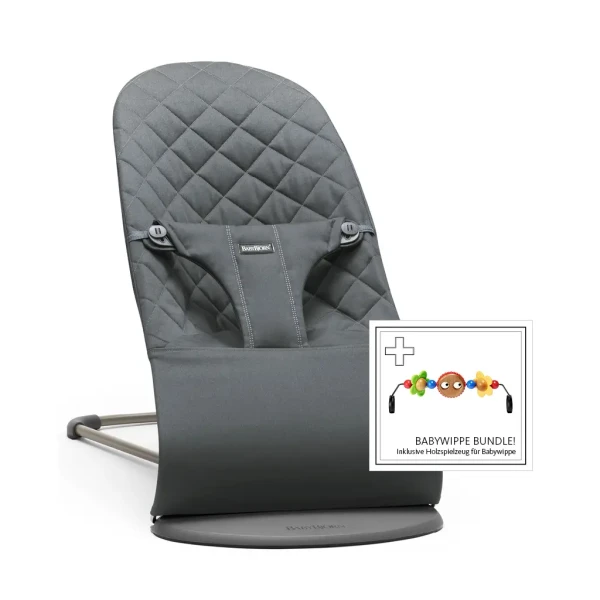 BABYBJORN Bouncer Bliss Anthracite bavlna + hračka Googly Eyes