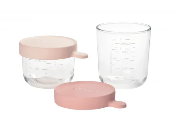Beaba Téglik na jedlo sklenený 2ks 150ml / 250ml Old Pink