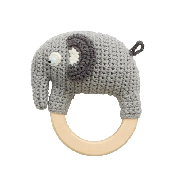 SEBRA Háčkovaná hrkálka na krúžku Fanto, Classic Grey