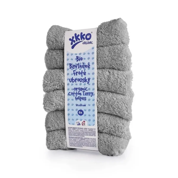 XKKO Organic BIO bavlnené obrúsky 21x21 - Silver
