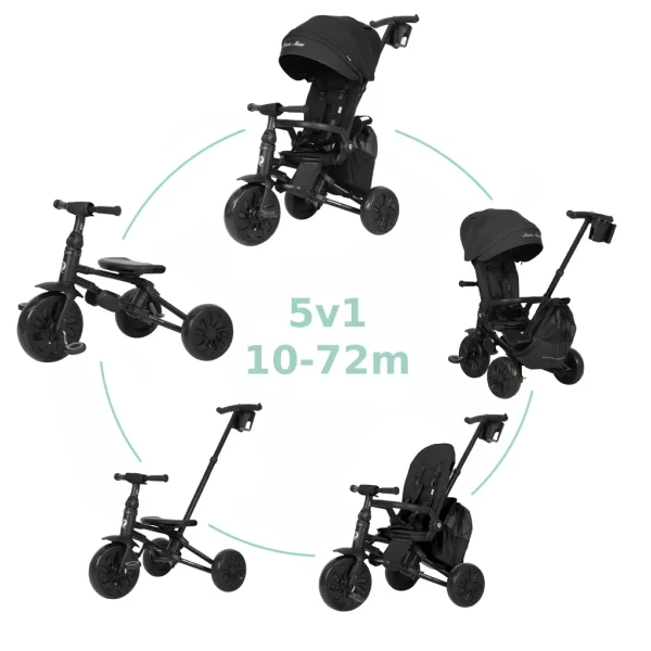 QPLAY Trojkolka Nova Max 5v1 Black, 10-72 mesiacov