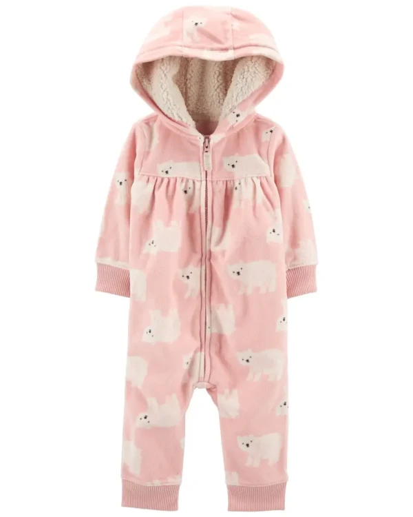 CARTER'S Overal bez nožičiek prechodný Pink Bear dievča NB /veľ.56
