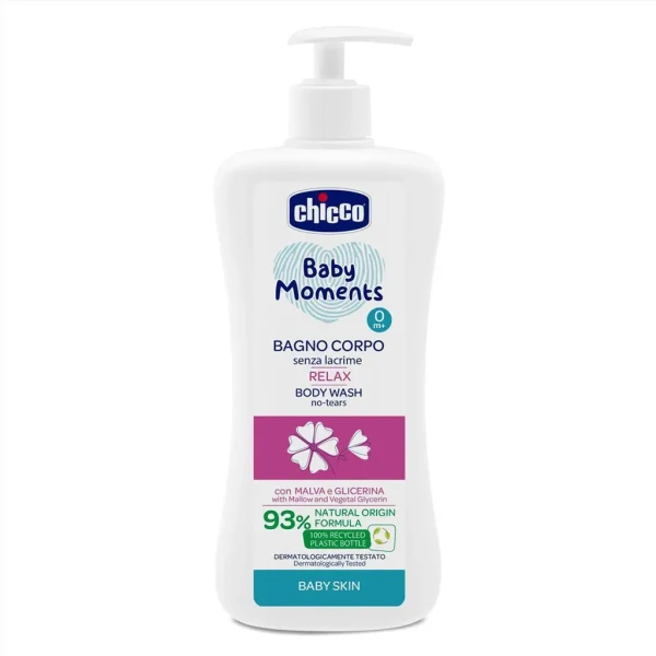 CHICCO Šampón na telo s dávkovačom Baby Moments Relax 93% prírodných zložiek 500 ml