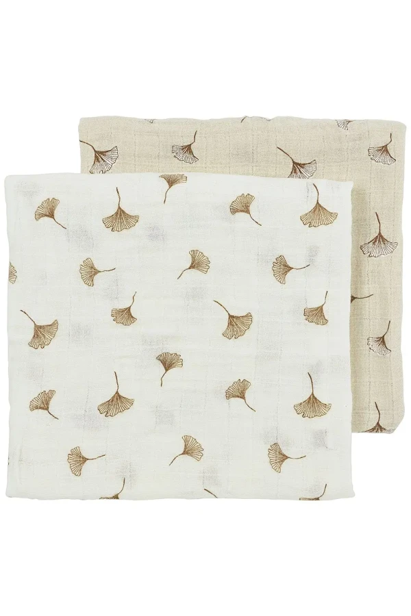 Meyco Mušelínové plienky Ginko 70x70 cm 2-balenie - Off white/soft sand