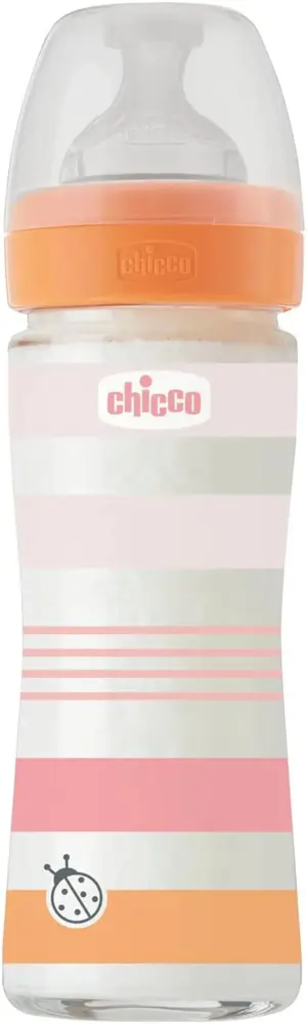 CHICCO Fľaša dojčenská sklo Well-being silikón 240ml dievča