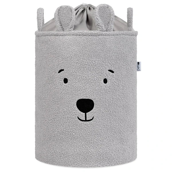 Sipo Kôš na hračky Premium Bouclé so šnúrkou / 43 l, Bear (Grey)