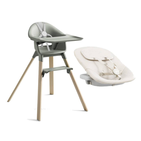 Stokke stolička Clikk High Glacier Green + Newborn set