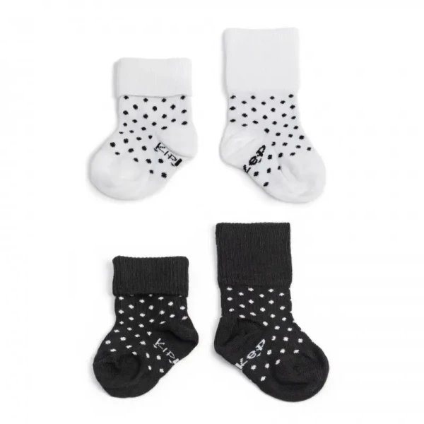 KipKep Detské ponožky Stay-on-Socks 0-6m 2páry Black&White Dots