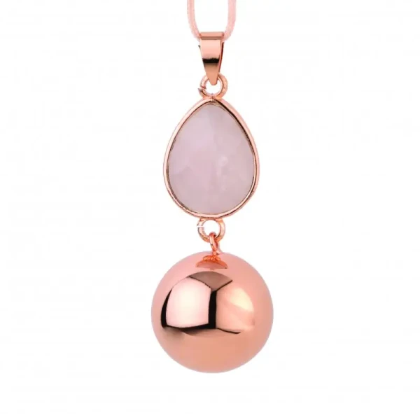 Bola Tehotenská rolnička FANTASY Rose gold faceted pink drop