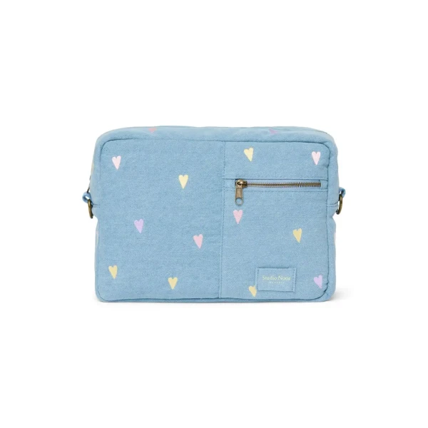 STUDIO NOOS - Denim ORGANIZER na kočík Light Blue Hearts