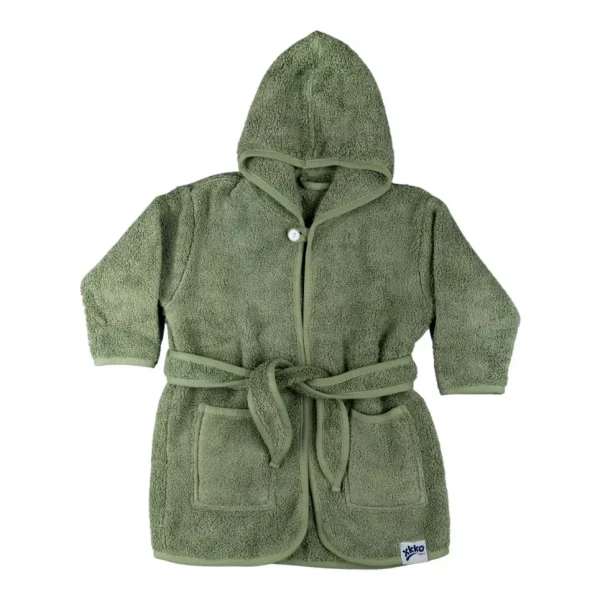 XKKO BIO Bavlnený župan Organic - Granite Green 6-12m