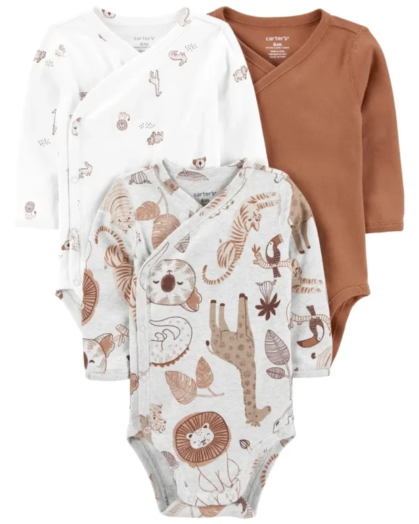 CARTER'S Body dlhý rukáv Safari neutrál 3ks NB/ veľ. 56