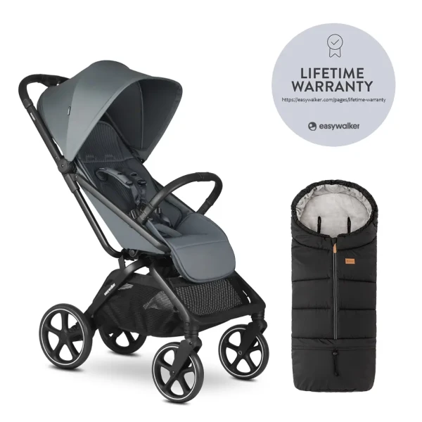 EASYWALKER Kočík športový Rockey L Smooth Grey + PETITE&MARS Fusak Jibot 3v1 Ink Black