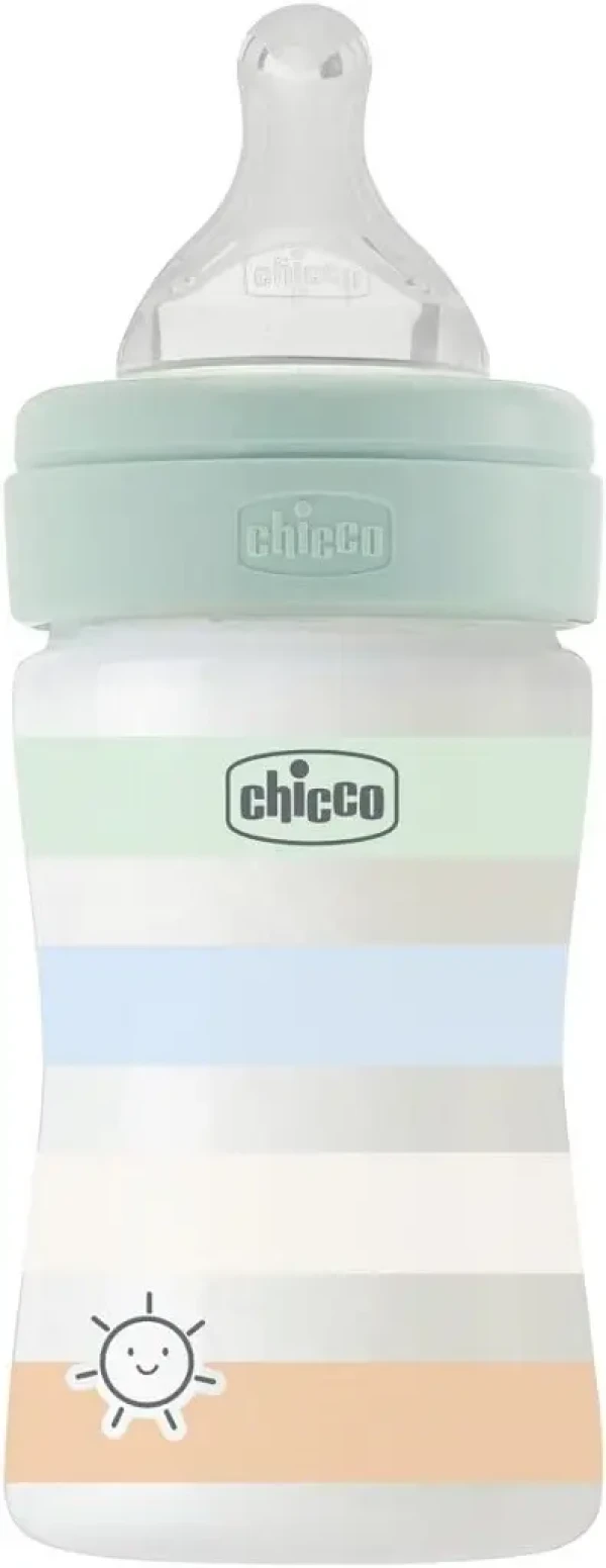 CHICCO Fľaša dojčenská Well-being silikón 150ml chlapec