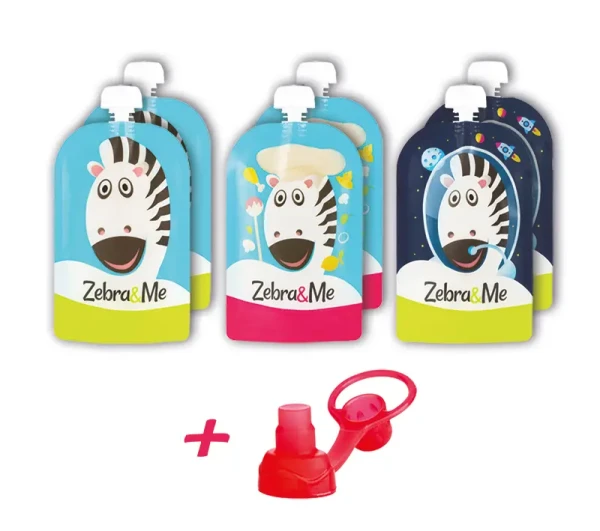 Zebra&Me kapsičky na opakované použitie 6ks + náustok zadarmo | zebra + kozmonaut + kuchár