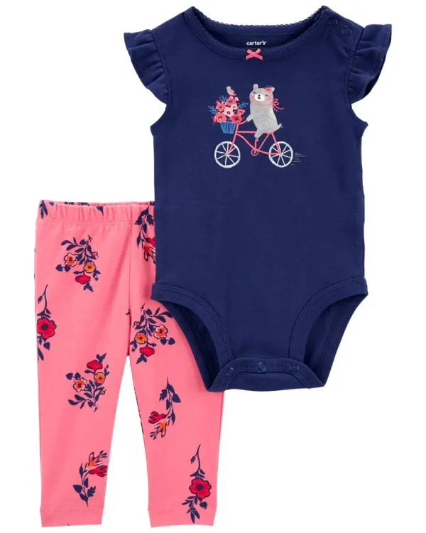 CARTER'S Set 2dielny body kr. rukáv, legíny Navy Bike dievča 9m