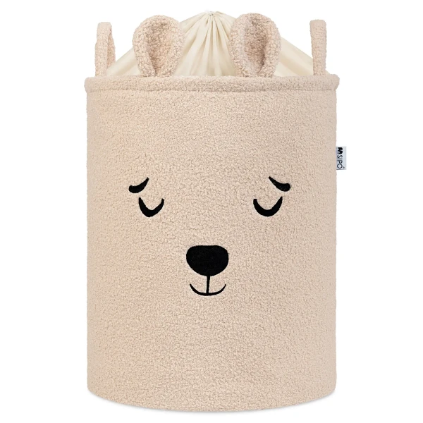 Sipo Kôš na hračky Premium Bouclé so šnúrkou / 43 l, Bear (Beige)